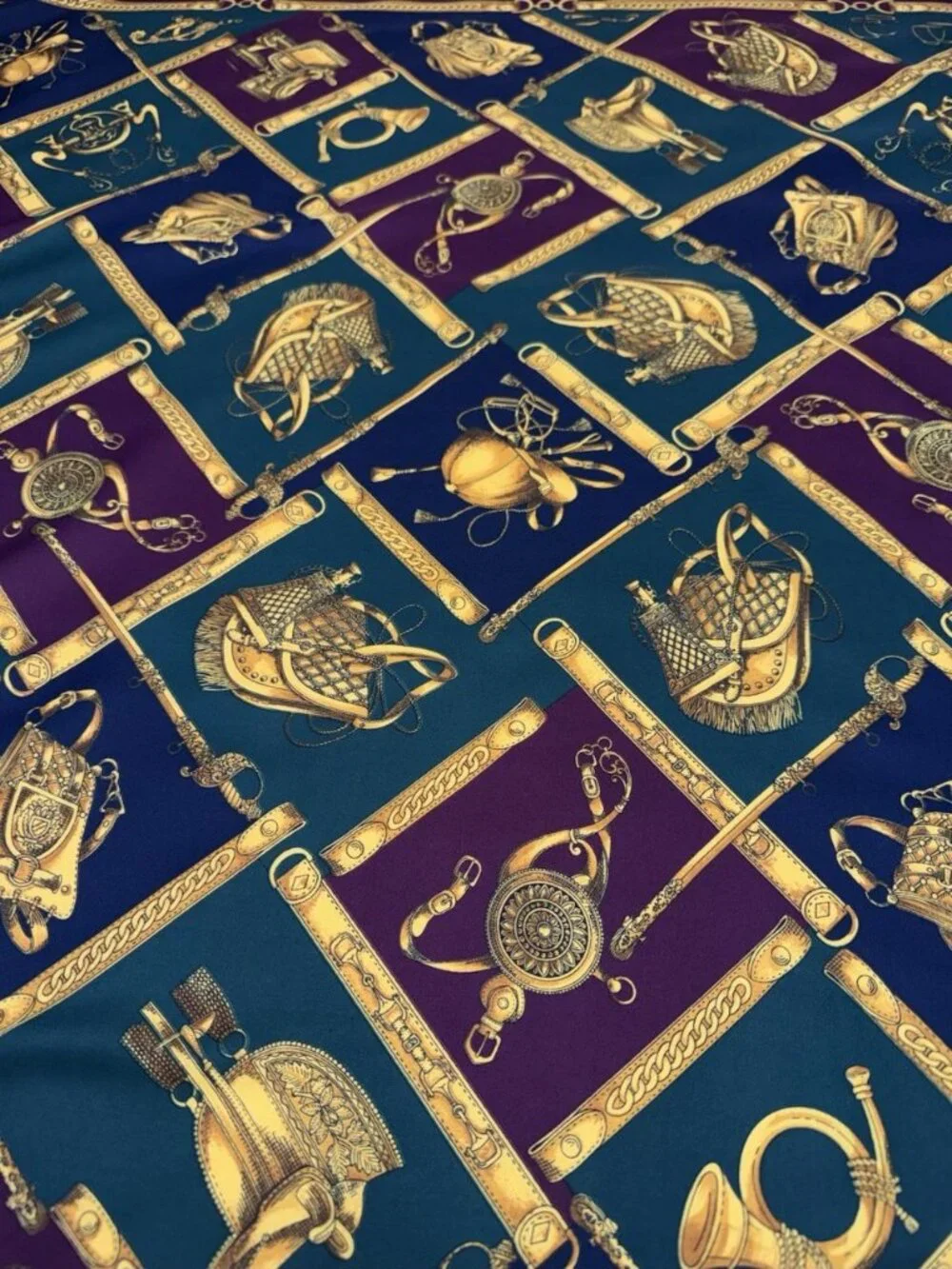 Vintage Pappagallo 100% Silk Equestrian Print Scarf 34” Square Gorgeous!